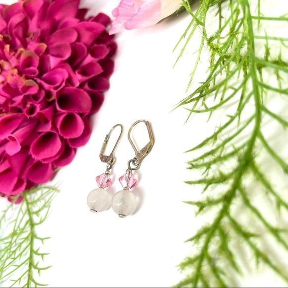 ⚜️Genuine Rose Quartz & Pink Crystal Earrings - Picture 4 of 7